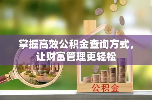 浑源掌握高效公积金查询方式，让财富管理更轻松