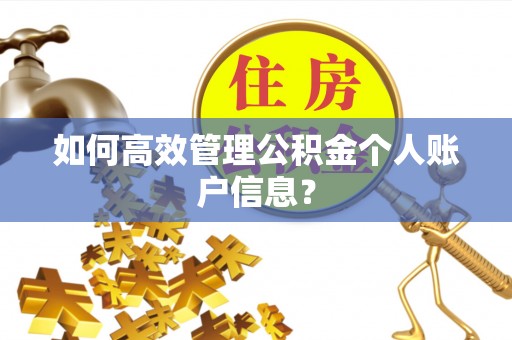 浑源如何高效管理公积金个人账户信息？