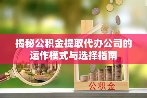 浑源揭秘公积金提取代办公司的运作模式与选择指南